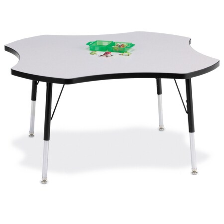Jonti-Craft Berries Four Leaf Activity Table, A-height, Freckled Gray/Black/Black 6453JCA180